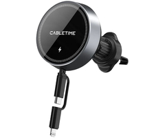 Автодержатель с беспроводной зарядкой CABLETIME CE13B Black - GOODMi