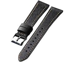 Ремешок кожаный 22mm Black (Silver Buckle) - GOODMi