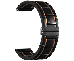Ремешок керамическй 20mm Lyambda Libertas Black/Gold (DSG-09-20-BG), Основной цвет: Золотистый - GOODMi