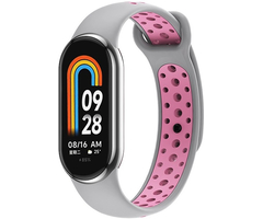 Ремешок силиконовый Nike Sport для Xiaomi Mi Band 8 серый/розовый - GOODMi