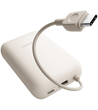 Внешний аккумулятор Xiaomi Pocket Power Bank With Cable 10000mAh (P15ZM) Beige, Цвет: Бежевый, изображение 4 - GOODMi