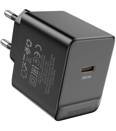 Сетевое зарядное устройство Borofone BAS13A (PD20W) Black, изображение 3 - GOODMi