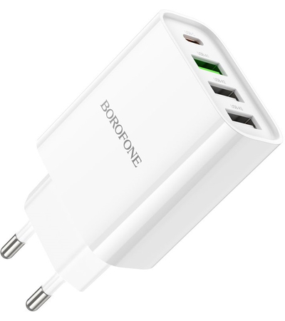 Сетевое зарядное устройство Borofone BA79A (PD20W+3USB 3.0A/QC3.0/18W) White, изображение 3 - GOODMi