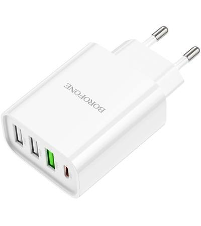 Сетевое зарядное устройство Borofone BA79A (PD20W+3USB 3.0A/QC3.0/18W) White, изображение 4 - GOODMi