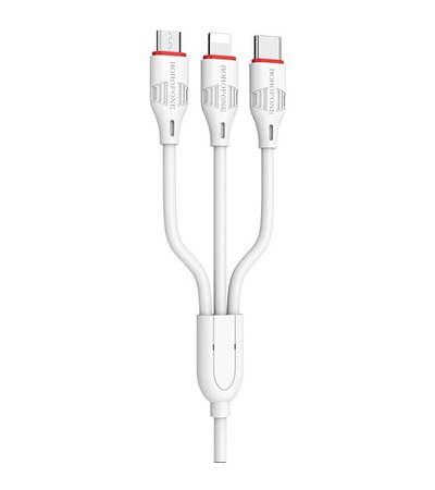 Кабель 3in1 Borofone BX17 (Micro+Type-C+Lightning) White, Цвет: Белый - GOODMi