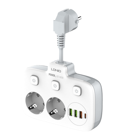 Сетевой фильтр Ldnio SE2435 (2 розетки, 3 USB, 1 PD), изображение 4 - GOODMi