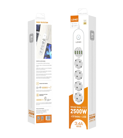 Сетевой фильтр Ldnio SE4432 (4 розетки, 4 USB), изображение 6 - GOODMi