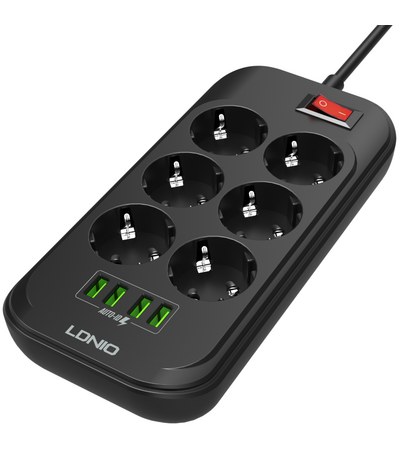Сетевой фильтр LDNIO SE6403 (6 розеток, 4 USB), изображение 2 - GOODMi