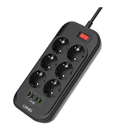 Сетевой фильтр LDNIO SE6403 (6 розеток, 4 USB), изображение 5 - GOODMi