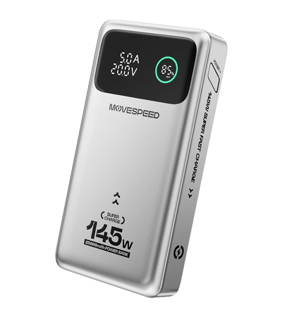 Портативный аккумулятор Movespeed M25 Pro 25000mAh 145W Silver, изображение 4 - GOODMi