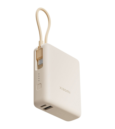 Внешний аккумулятор Power Bank 10000 Integrated Cable 10000mAh 33W Бежевый, Цвет: Бежевый, изображение 3 - GOODMi