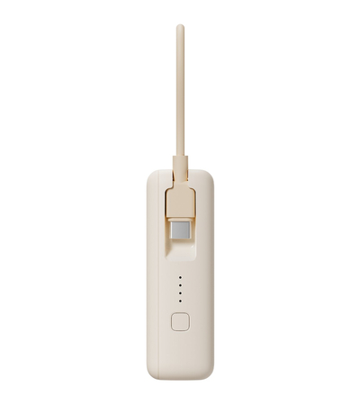 Внешний аккумулятор Power Bank 10000 Integrated Cable 10000mAh 33W Бежевый, Цвет: Бежевый, изображение 5 - GOODMi