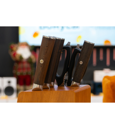 Набор ножей из дамасской стали Damascus Knife Sets (4 ножа, ножницы и подставка), изображение 12 - GOODMi