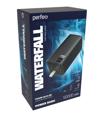 Внешний аккумулятор Perfeo Waterfall 50000mAh Черный, Цвет: Черный, изображение 5 - GOODMi