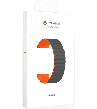 Ремешок силиконовый 20mm Lyambda Acrux Grey/Orange (DSJ-32-20-GO), Основной цвет: Оранжевый, изображение 2 - GOODMi