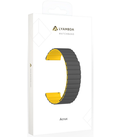 Ремешок силиконовый Lyambda Acrux Grey/Yellow (DSJ-32-22-GY), изображение 3 - GOODMi