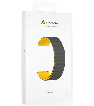 Ремешок силиконовый 20mm Lyambda Acrux Grey/Yellow (DSJ-32-20-GY), изображение 3 - GOODMi
