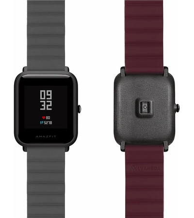 Ремешок силиконовый 20mm Lyambda Acrux Grey/Wine red (DSJ-32-20-GW), Основной цвет: Серый, изображение 2 - GOODMi