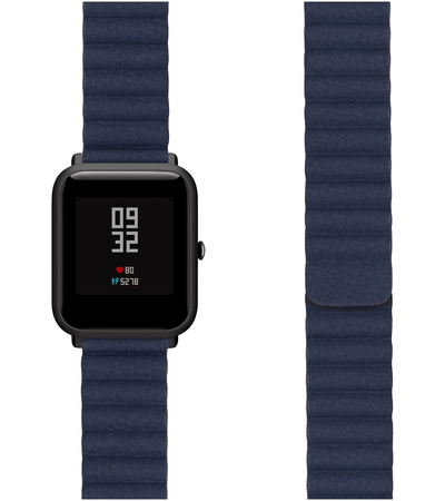 Ремешок кожаный 20mm Lyambda Pollux Dark Blue (DSP-15-20-DB), Основной цвет: Синий, изображение 2 - GOODMi