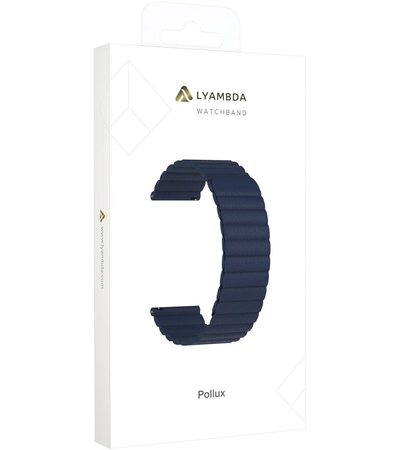 Ремешок кожаный 20mm Lyambda Pollux Dark Blue (DSP-15-20-DB), Основной цвет: Синий, изображение 3 - GOODMi