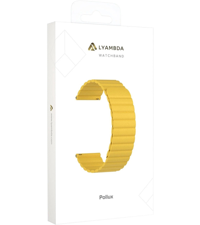 Ремешок кожаный 20mm Lyambda Pollux Yellow (DSP-15-20-YL), Основной цвет: Желтый, изображение 3 - GOODMi