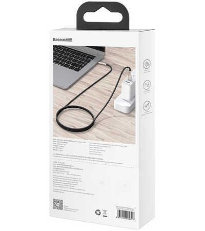 Кабель Baseus Cafule Series Type-C - Type-C 100W 1м Black, изображение 6 - GOODMi