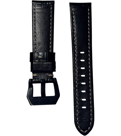 Ремешок кожаный Genuine Leather 20mm Черный рептилия, изображение 2 - GOODMi