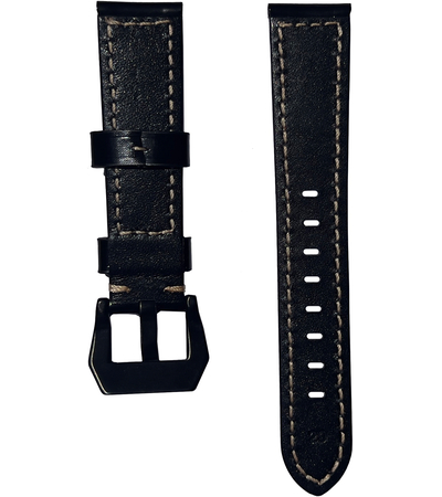 Ремешок кожаный Genuine Leather 20mm Черный глянец, изображение 2 - GOODMi