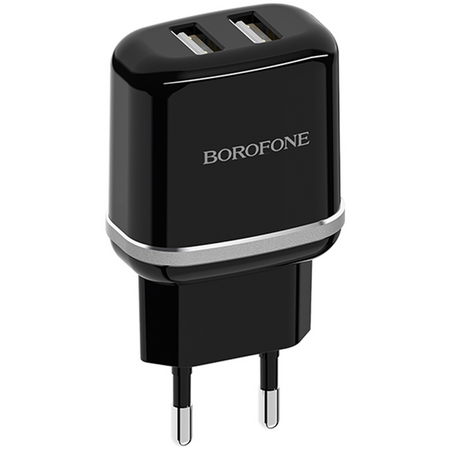 Сетевое зарядное устройство Borofone BA25A 2USB (2.4A) Черный, изображение 2 - GOODMi