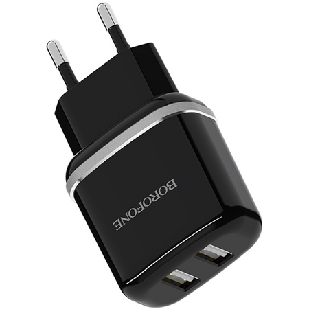 Сетевое зарядное устройство Borofone BA25A 2USB (2.4A) Черный, изображение 4 - GOODMi