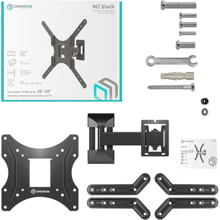 Кронштейн для телевизора наклонно-поворотный ONKRON M2 26"-65", изображение 5 - GOODMi