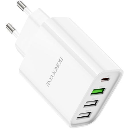 Сетевое зарядное устройство Borofone BA79A (PD20W+3USB 3.0A/QC3.0/18W) White, изображение 2 - GOODMi