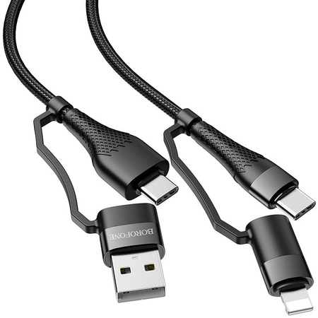 Кабель 4in1 Borofone BU28 60W Nylon (1.2м) Black, изображение 4 - GOODMi
