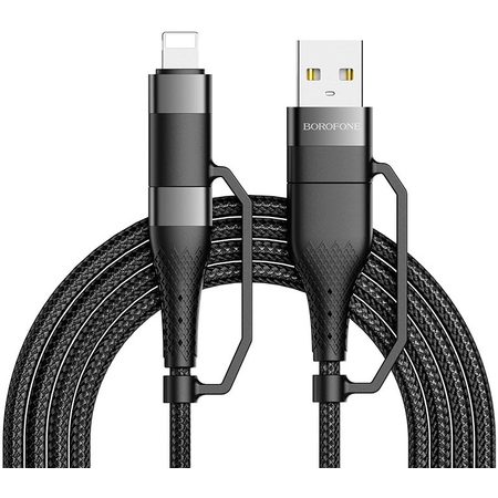 Кабель 4in1 Borofone BU28 60W Nylon (1.2м) Black, изображение 2 - GOODMi