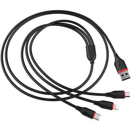 Кабель 3in1 Borofone BX17 (Micro+Type-C+Lightning) Black, Цвет: Черный, изображение 4 - GOODMi