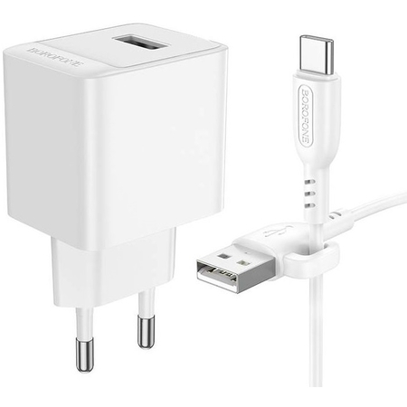 Сетевое зарядное устройство Borofone BAS11A (1USB 2.1A) + кабель Type-C Белый - GOODMi