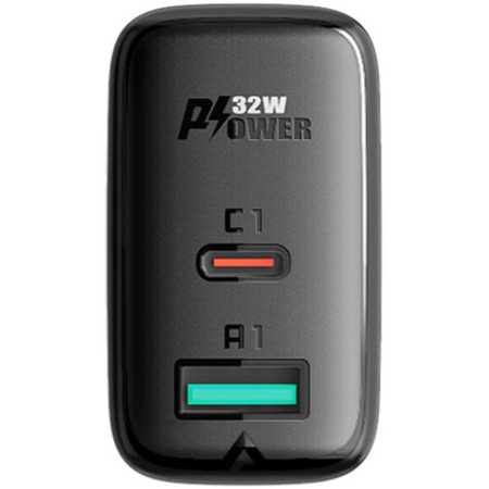 Сетевой адаптер ACEFAST A5 PD 32W (USB-C+USB-A) Black, Цвет: Черный, изображение 4 - GOODMi