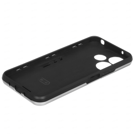 Противоударный чехол с металлической пластиной для магнитного держателя и кольцом для Xiaomi Redmi 13 (4G)/Poco M6 (4G) Silver, Основной цвет: Серебристый, изображение 3 - GOODMi