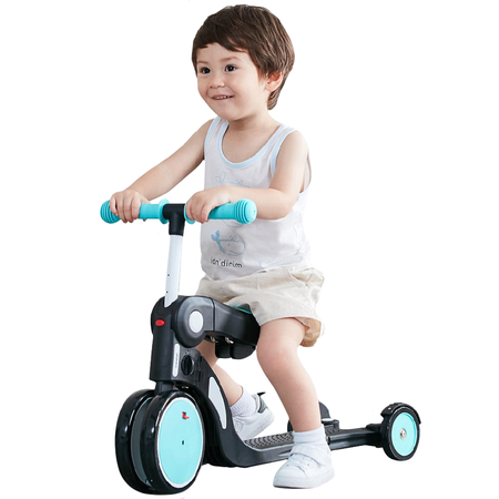 Детский самокат BeBeHoo Deformation Stroller 5 в 1 (DGN5-1) бирюзовый, изображение 2 - GOODMi
