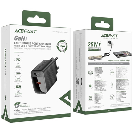 Сетевой адаптер ACEFAST A104 GaN 25W (USB-C) Black, изображение 5 - GOODMi