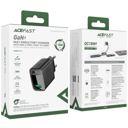 Сетевой адаптер ACEFAST A90 18W (USB-A) Black, изображение 7 - GOODMi