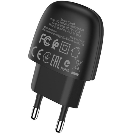 Сетевое зарядное устройство Borofone BA49A (2.1A) + кабель Type-C Black, изображение 3 - GOODMi
