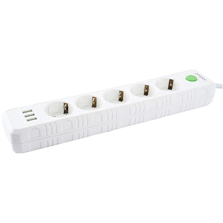 Сетевой фильтр Amper JH-1033U (5 розеток, 3 USB-A), Цвет: Белый, изображение 4 - GOODMi