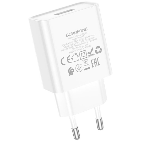 Сетевое зарядное устройство Borofone BA74A (2.1A) + кабель Lightning White, изображение 6 - GOODMi