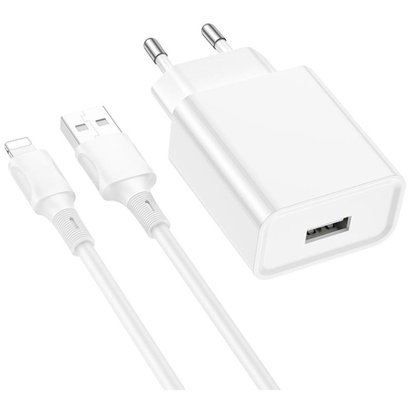 Сетевое зарядное устройство Borofone BA74A (2.1A) + кабель Lightning White, изображение 8 - GOODMi