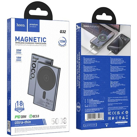 Внешний аккумулятор HOCO Q32 Bird MagSafe Gray, Цвет: Серый, изображение 5 - GOODMi