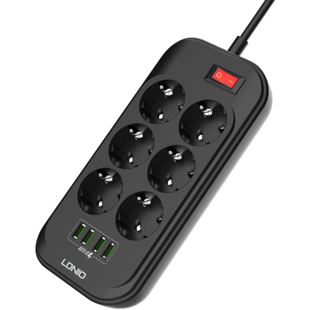 Сетевой фильтр LDNIO SE6403 (6 розеток, 4 USB), изображение 5 - GOODMi