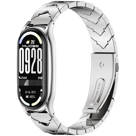 Ремешок для Xiaomi Band 10 Mijobs стальной V-образное плетение Silver, Основной цвет: Серебристый - GOODMi