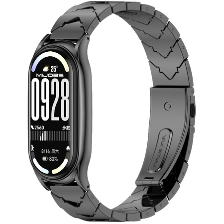 Ремешок для Xiaomi Band 10 Mijobs стальной V-образное плетение Black, Основной цвет: Черный - GOODMi