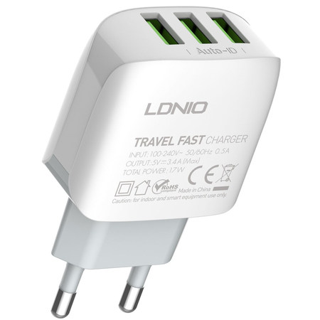 Сетевое зарядное устройство LDNIO A3312 17W + кабель Type-C 1m White, изображение 12 - GOODMi